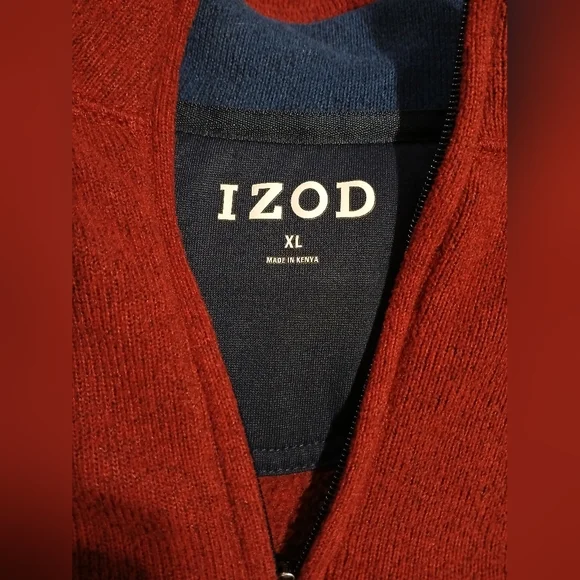 IZOD Thermosoft Quarter Zip Sweater Fleece‎ Pullover Red XL - Picture 4 of 5
